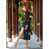 Black Gold Elegant Cheongsam Water Yarn Women Modern Hanfu Classical Dance High Collar Bucket Button Qipao Chinese Costumes