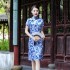 Traditional Chinese Cheongsam Mini Dresses Female Oriental Bride Wedding Qipao Dresses Retro Slim Evening Party Gown