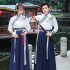 Chinese Dresses Korean Hanfu White Blue Men Women Dresses Cosplay Embroidery Kimono Traditional Clothing