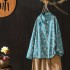 Autumn Shirt Stand up Collar Placket Buttoned Cotton Linen Floral Long sleeved Blouse Retro Chinese Female Tang Suit Top