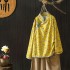 Autumn Shirt Stand up Collar Placket Buttoned Cotton Linen Floral Long sleeved Blouse Retro Chinese Female Tang Suit Top