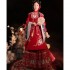 Chinese Traditional Dresses Hanfu Dresses Set Women Ming Dynasty Stand-up Collar Gown Red Wedding Embroidery Horse Face Skirt