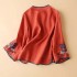 Blouse Women Embroidery Cotton linen Chinese traditional Tang suit Oversize Long Sleeve Ladies Casual Top hanfu cheongsam