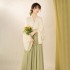 Original Jin Dynasty Improved Hanfu Dresses Women Chinese Hanfu Suit Elegant Big Sleeve Top Light Green Pleated Skirt Daily Dress