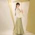 Original Jin Dynasty Improved Hanfu Dresses Women Chinese Hanfu Suit Elegant Big Sleeve Top Light Green Pleated Skirt Daily Dress