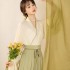 Original Jin Dynasty Improved Hanfu Dresses Women Chinese Hanfu Suit Elegant Big Sleeve Top Light Green Pleated Skirt Daily Dress