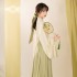 Original Jin Dynasty Improved Hanfu Dresses Women Chinese Hanfu Suit Elegant Big Sleeve Top Light Green Pleated Skirt Daily Dress