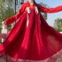 Chinese Red Hanfu for Women Summer Tang Dynasty Oriental Fairy Princess Folk Dance 3PCS Dresses Costumes