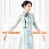 Women Classical Dance Costume Chinese Folk Dance Cheongsam Rhyme Basic Training Suit Hanfu Practice Wear