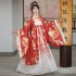 Chinese Traditional Hanfu Dresses Women Ancient Fairy Red Floral Pirnt Costumes Original Han Dynasty Cosplay Stage Clothing