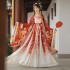 Chinese Traditional Hanfu Dresses Women Ancient Fairy Red Floral Pirnt Costumes Original Han Dynasty Cosplay Stage Clothing