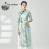 Chinese Hanfu Traditional Women Dresses See-through Top Oriental Classic Gauze Cheongsam Stretch Print Dancer Outfit Qipao Xl