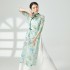 Chinese Hanfu Traditional Women Dresses See-through Top Oriental Classic Gauze Cheongsam Stretch Print Dancer Outfit Qipao Xl