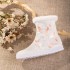 Chinese Hanfu Boots Women Winter Warmth Short White Black Heighten Embroidery Shoes