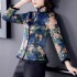 national flower print chinese padded jacket women oriental traditional vintage chinese hanfu coat ethnic tang suit