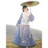 2 Colors Ming Dynasty 3PC Chinese Hanfu Dresses Set Autumn Winter Vest Lute Sleeve Shirt Waist Horse Face Skirt 3 Colors Cloak