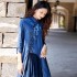 traditional cheongsam chinese vintage denim Dresses national flower embroidery Dresses elegant folk Dresses feminino streetwear