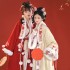 2 Colors Song Dynasty Chinese Women Winter Hanfu Dresses Set Rabbit Theme Sweet Pleated Skirt Elegant Fluff Edge Coat