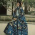 2Pc Original Late Qing Dynasty Blue Chinese Hanfu Dresses Vintage Flower Pattern Wide Sleeve Princess Gown Classic Women Vest