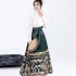 Ming Dynasty Horse Face Skirt Beige Aircraft Sleeve Top for Women Black Blue Red Green Chinese Hanfu 2PCS Sets