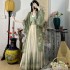 3PCS Set Chinese Fashion Hanfu Dresses Tea Green Flowing Dresses Chinese Ancient Women Embroidery Dresses Costumes For Shooting Graduat