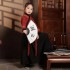 Ancient Hanfu Wuxia Boys Girls Chinese Embroidery Costumes Black Red Performance Clothes 2PCS Full Sets