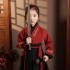 Ancient Hanfu Wuxia Boys Girls Chinese Embroidery Costumes Black Red Performance Clothes 2PCS Full Sets