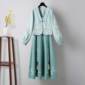 Chinese Traditional Hanfu 2pcs Set Women Dresses Robe Dance Set Fairy Ancient Costumes Clothing Girls Plain Han Dynasty