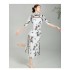 Chinese Classical Dance Modified Cheongsam Vintage Practice Performance Uniform Quartered Sleeves Dresses Split Qipao Dress