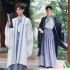 Chinese ancient Costumes hanfu male cosplay Costumes blue big yards of Chinese classical song dynasty scholar robes Chinese clothe